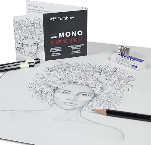 Miniatura 8 de Tombow 51523 MONO Drawing Pencil Set, Assorted Degrees, 12-Pack. Professional Quality Graphite Pencil Set with Eraser and Sharpener