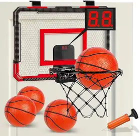 TOY Life Cesta de basquete sobre a porta para crianças, adolescentes e adultos - Minicarro interno para quarto, escritório com 4 bolas - gol de basquete