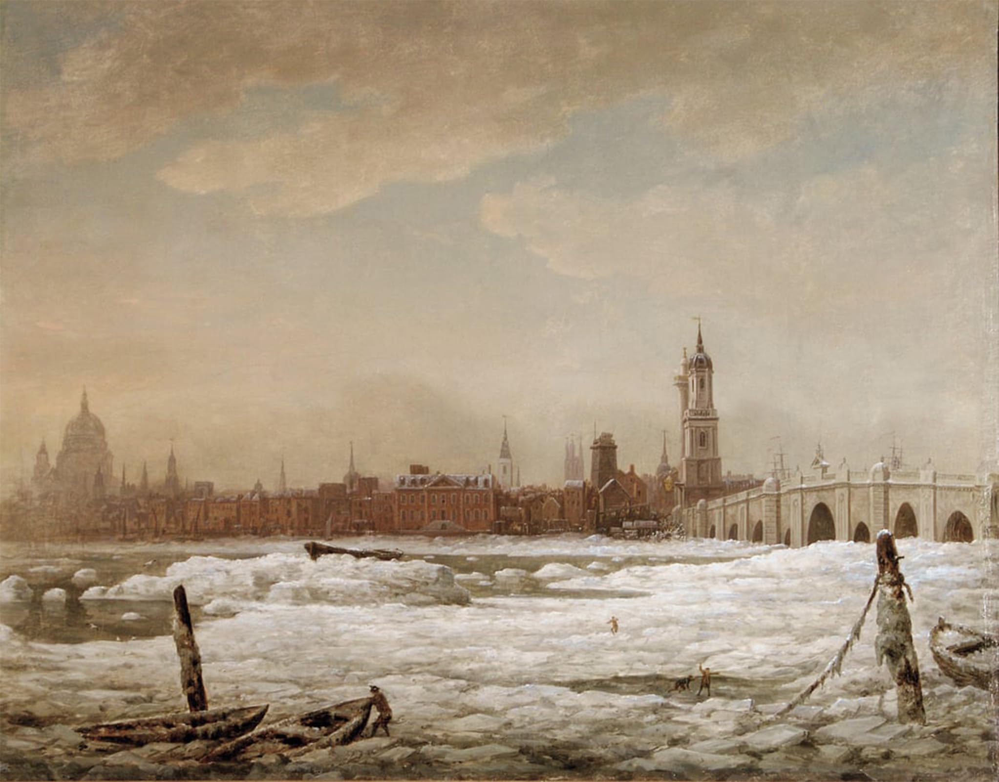 SERENDIPITP Vintage Wall Art Canvas Nordic Poster Canvas Print Picture London Bridge in the Great Frost of by William Marlow Wall Art Poster for Home Decor 60x90cm