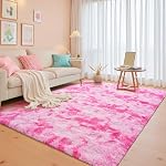 junovo Washable Area Rug for Girls Bedroom Living Room, Soft Non-Slip Fluffy Rugs, Shag Plush Memory Foam Carpet for Kids Room Baby Nursery Home Decor, 6' x 9' (Rectangular) Cream White