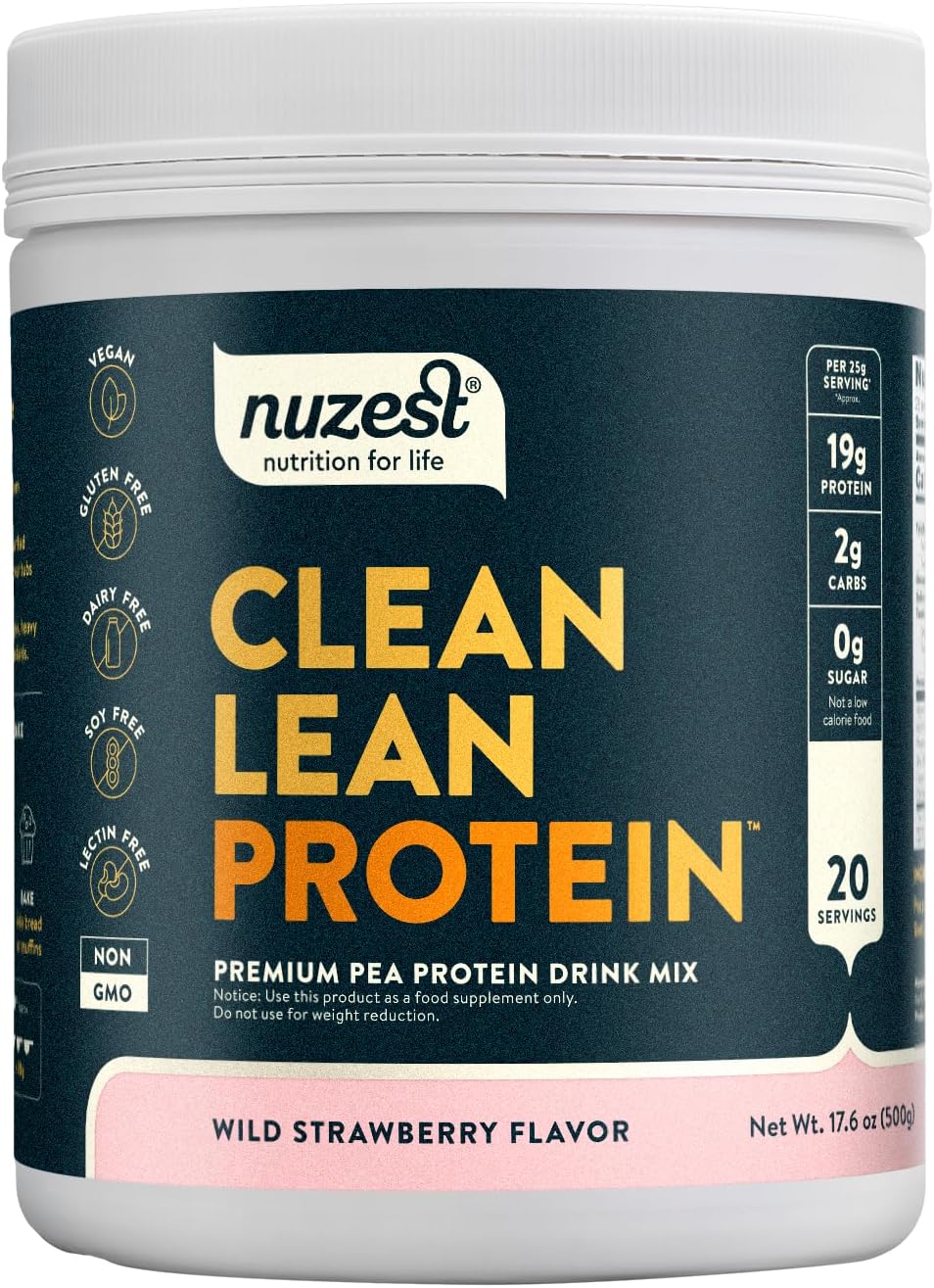 โ Nuzest Nuzestclean Lean Protein Wild Strawberry 500 gm Black