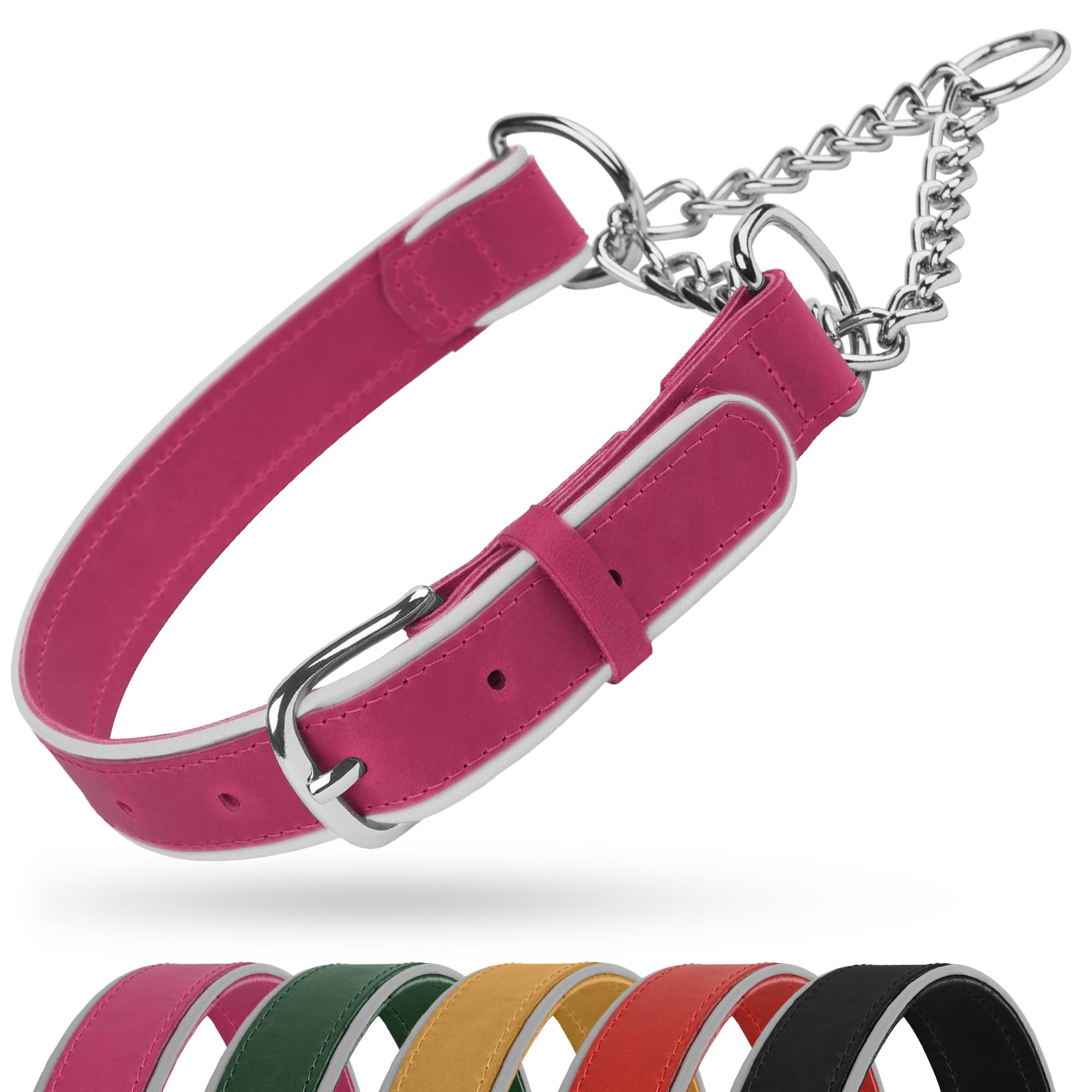 OOPSDOGGY Reflective Leather Martingale Dog Collar