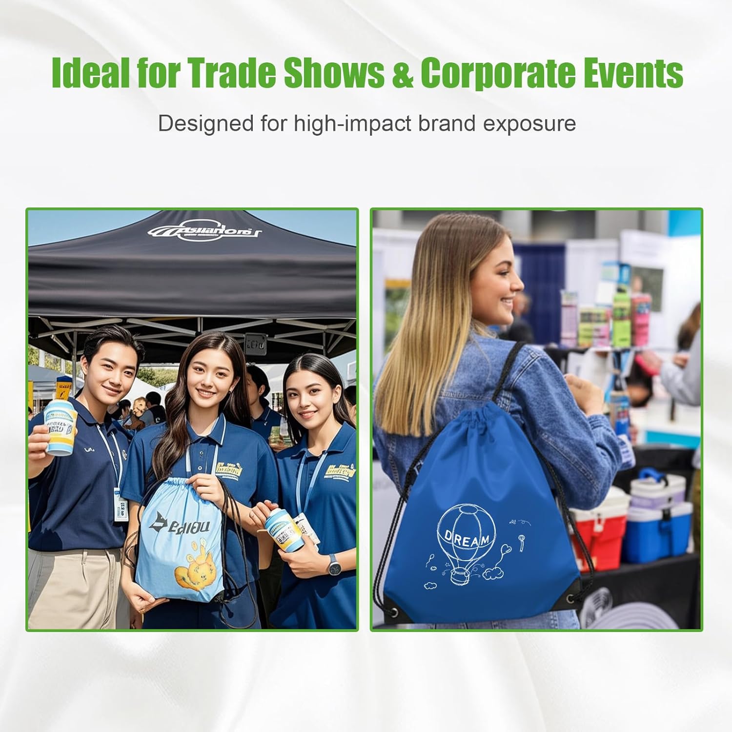 Promotional Blank Drawstring Bags, 12 Pack Sample Set, Mixed Colors (Black, White, Royal Blue, Forest Green, Navy, Red)–18"x14" 210D Polyester Sports Packs for Events, Travel, and Giveaways
