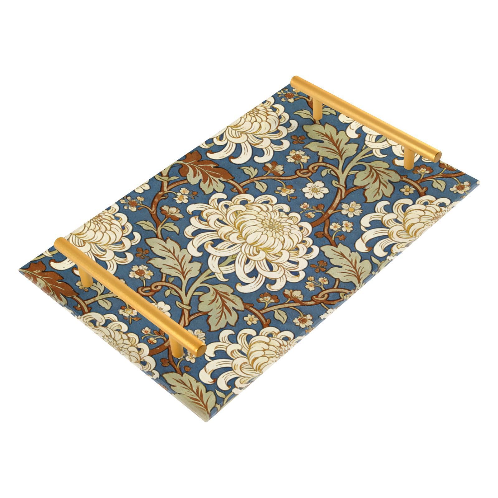 Bandeja rectangular decorativa con asas para organizar perfumes y joyas