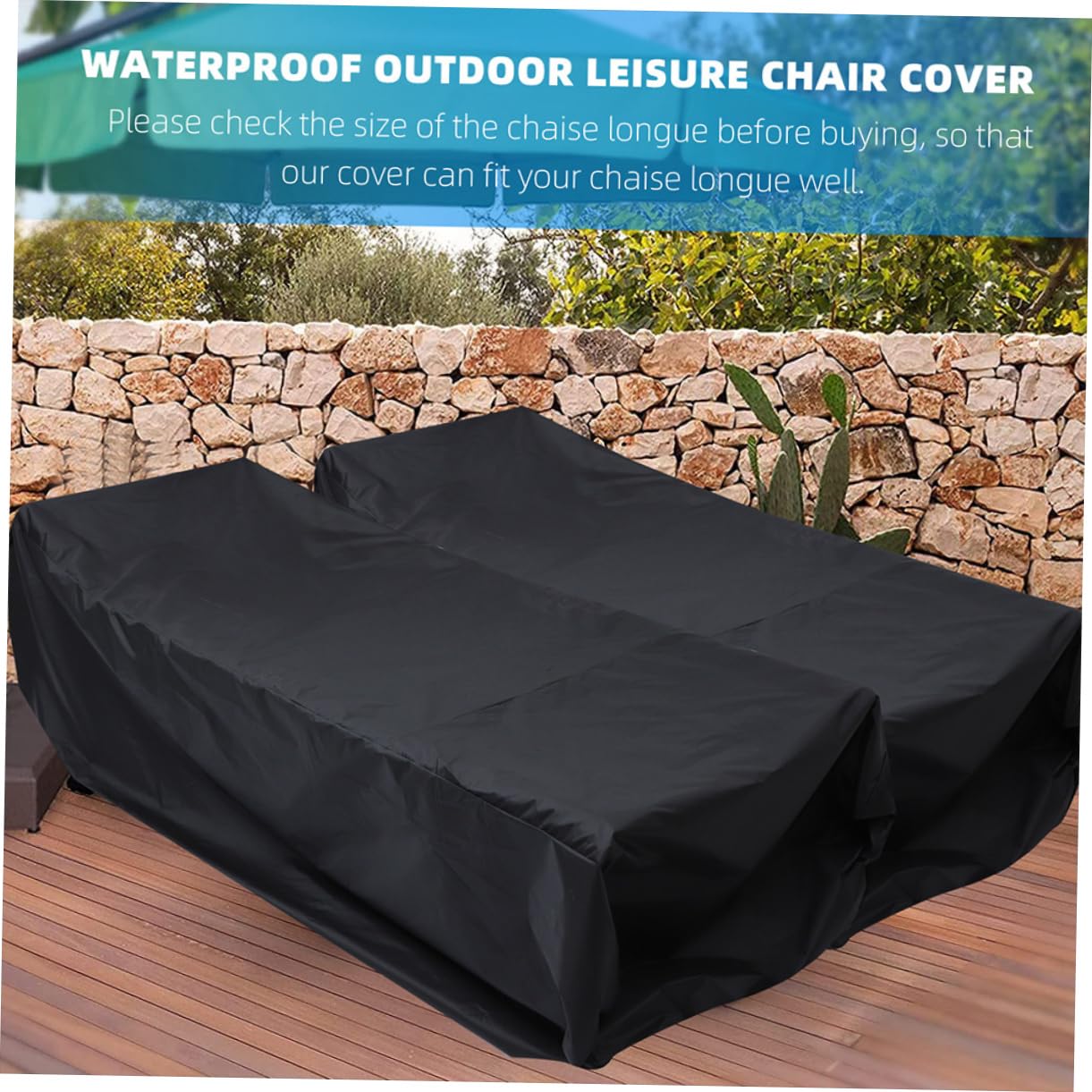 Housse de Chaise Imperméable 2 Pièces en Polyester Noir pour Extérieur