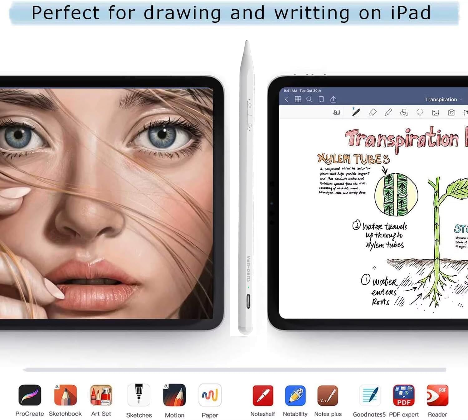 Pennino attivo compatibile con iPhone 17 Air 17 Pro Max 16e 16 Pro Max 16 Pro 16 Plus 16 Touch Screen Matita con Funzione Dual Touch Penna Ricaricabile per Scrivere e Disegno Tablet