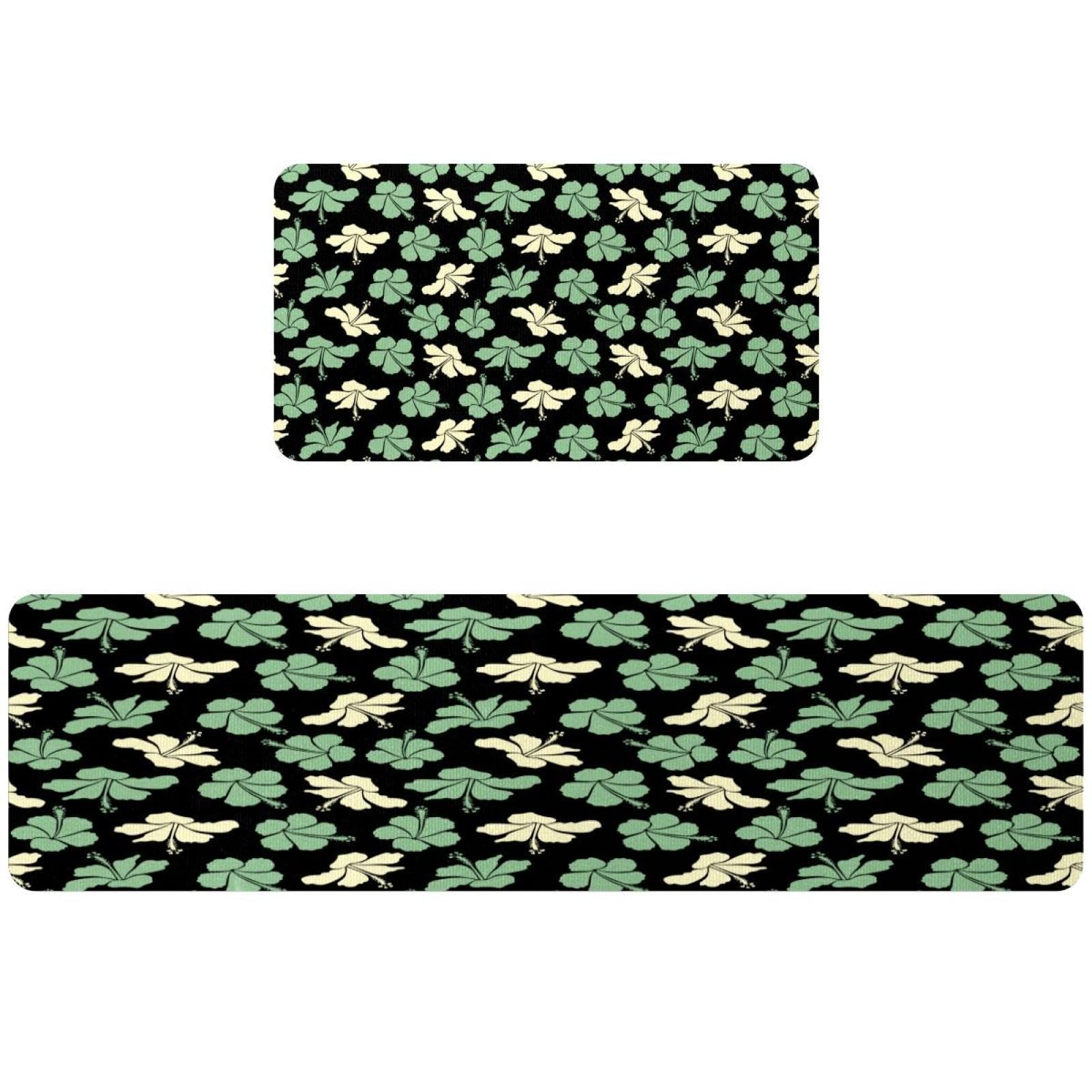 Alfombrillas de cocina lavables VAPOKF antideslizantes rastro de hibisco alfombra pasillo 2 uds