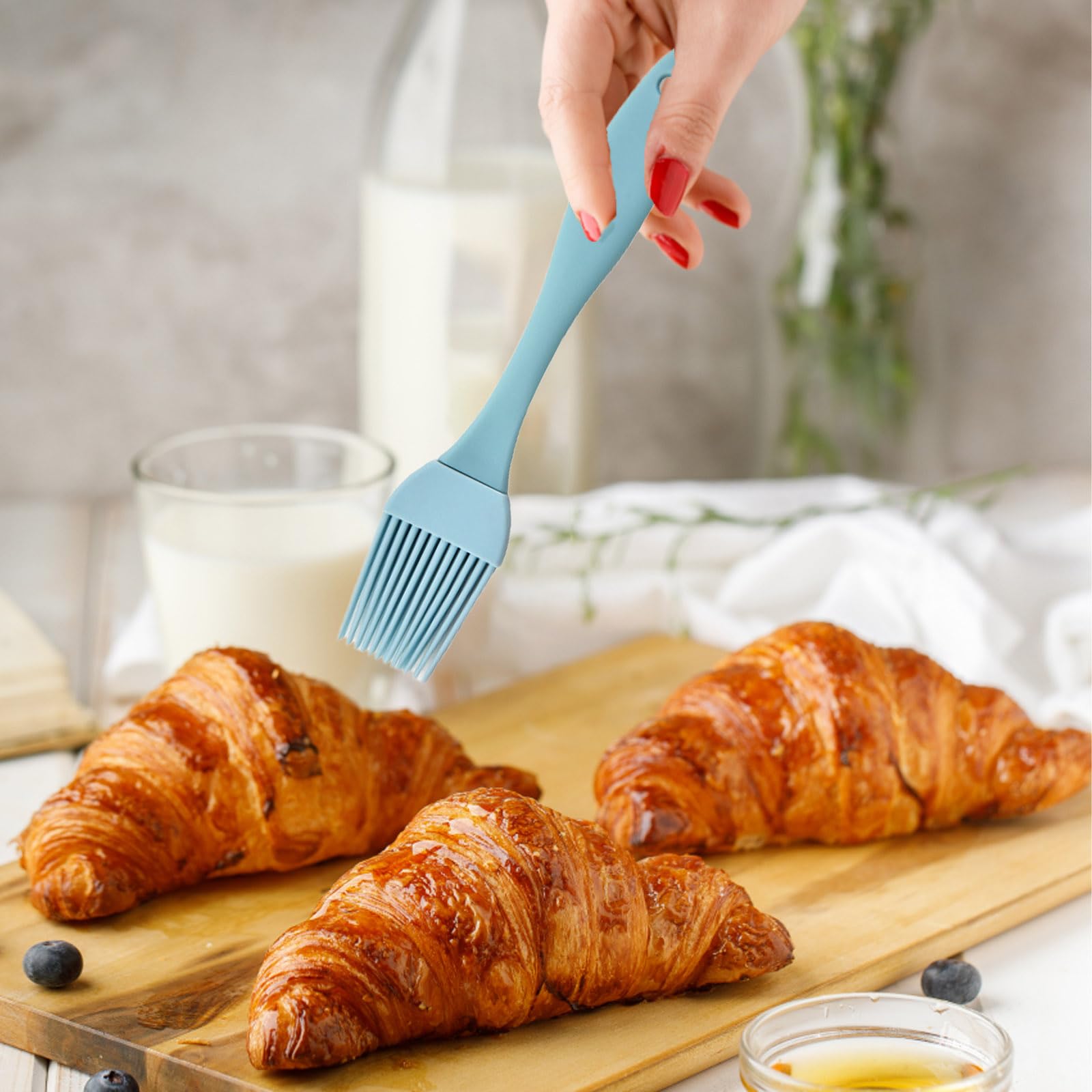 Pinceau De Cuisine En Silicone – Couleur Orange, Rose, Vert Ou Violet – Facile à Nettoyer