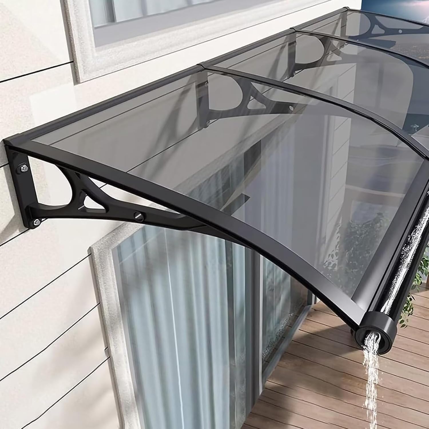 Window Awning for Doors Entrance, Awnings for Outside with Drainage, Polycarbonate Cover Outdoor Front Door, Hollow Sheet Patio/Deck/Porch, UV/Rain/Snow Protection