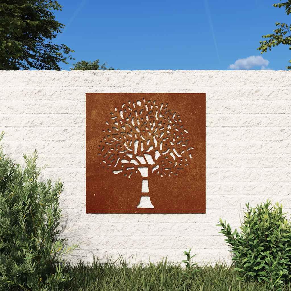 vidaXL Décoration murale jardin 55x55 cm acier corten design d'arbre
