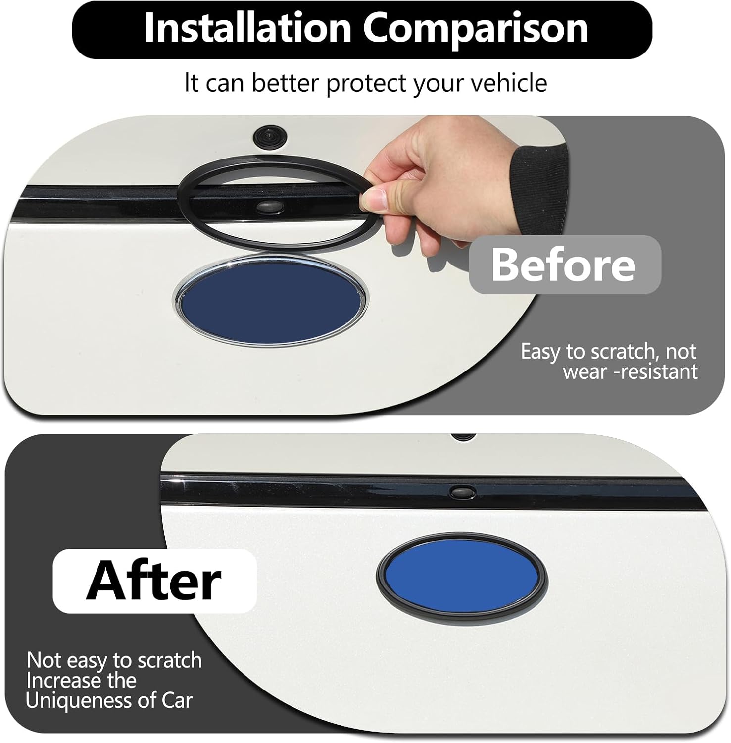 Front Rear Logo Emblems Trim Ring Cover Compatible with Subaru BRZ 2022-2025 Car Logo Trim Cover Ring ，Front Grille Rear Tailgate Emblem Surrounding Ring Decoration (Matte Black (Front + Rear))