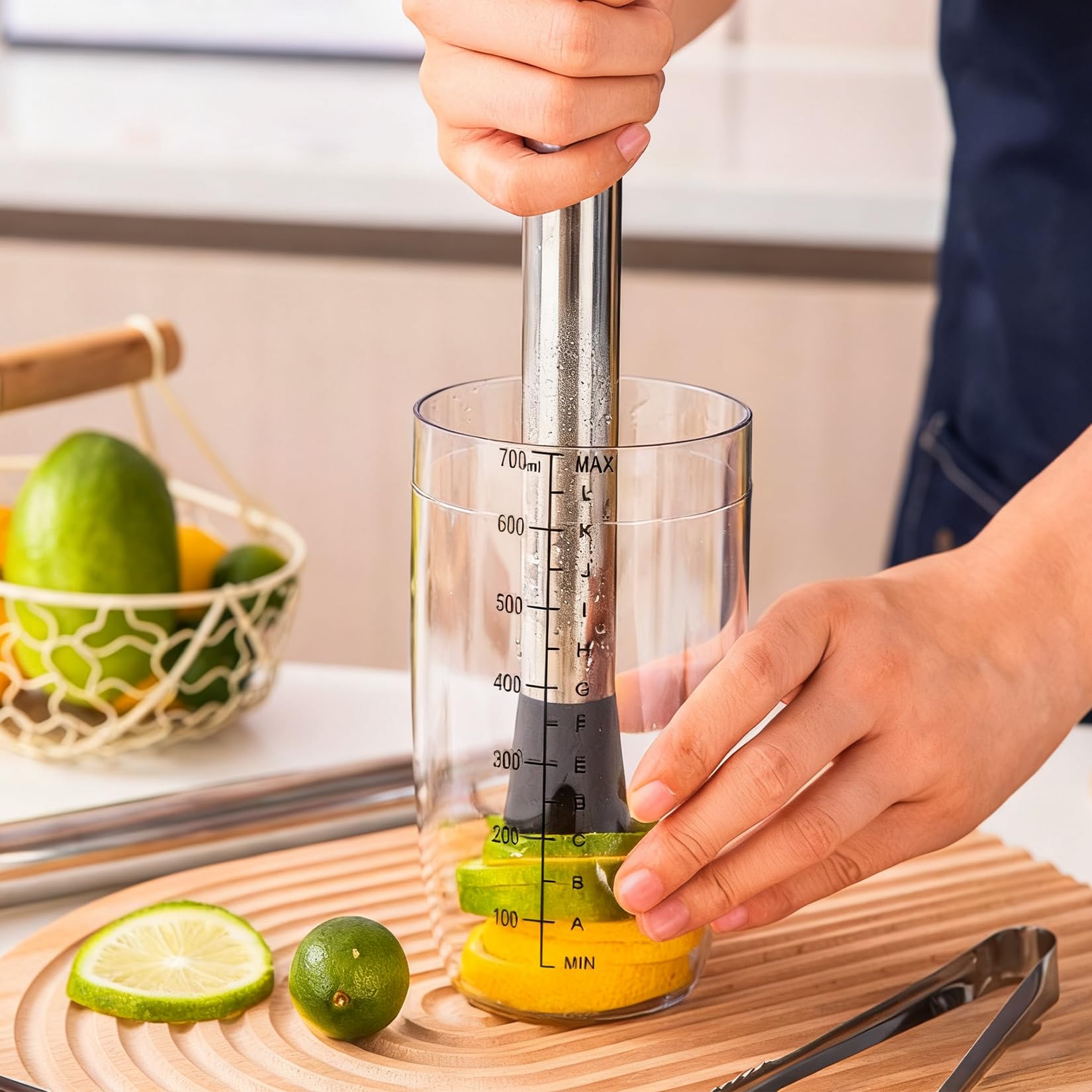 Lote de 2 morteros para cócteles con cuchara de bar, triturador de hielo de acero inoxidable y prensa para mojito – Herramientas de bartending para caipirinha, bebidas y accesorios de bar, accesorios