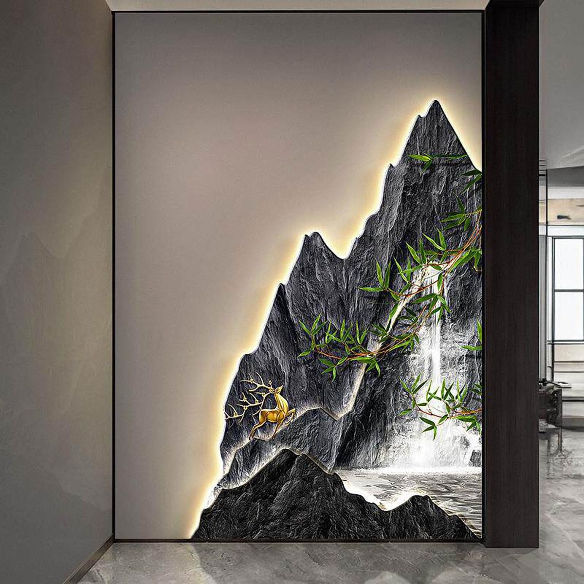 DAJIAYIQI LED Light Decor Wall Art, Creative Landscape Wall Sculptures, Creative Decoration Light for Living Room, Bedroom, Entryway & Office(D,40cm*60cm)