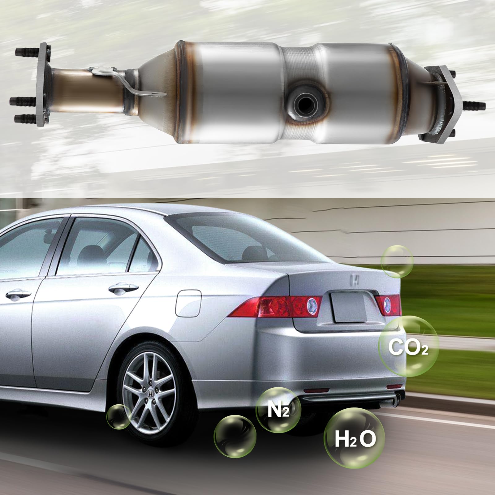 VEVOR Convertidor catalítico directo para Honda Accord 2003-2007 Sustratos cerámicos internos 400 celdas conexiones atornilladas Estructura de acero inoxidable Diseño OEM de alto flujo