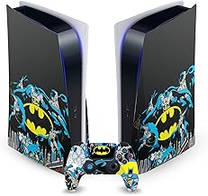 Head Case Designs Officially Licensed Batman DC Comics Classic Logos And Comic Book Vinyl Faceplate Gaming Skin Decal Compatible With Sony PlayStation 5 PS5 Disc Edition Console & DualSense Controller