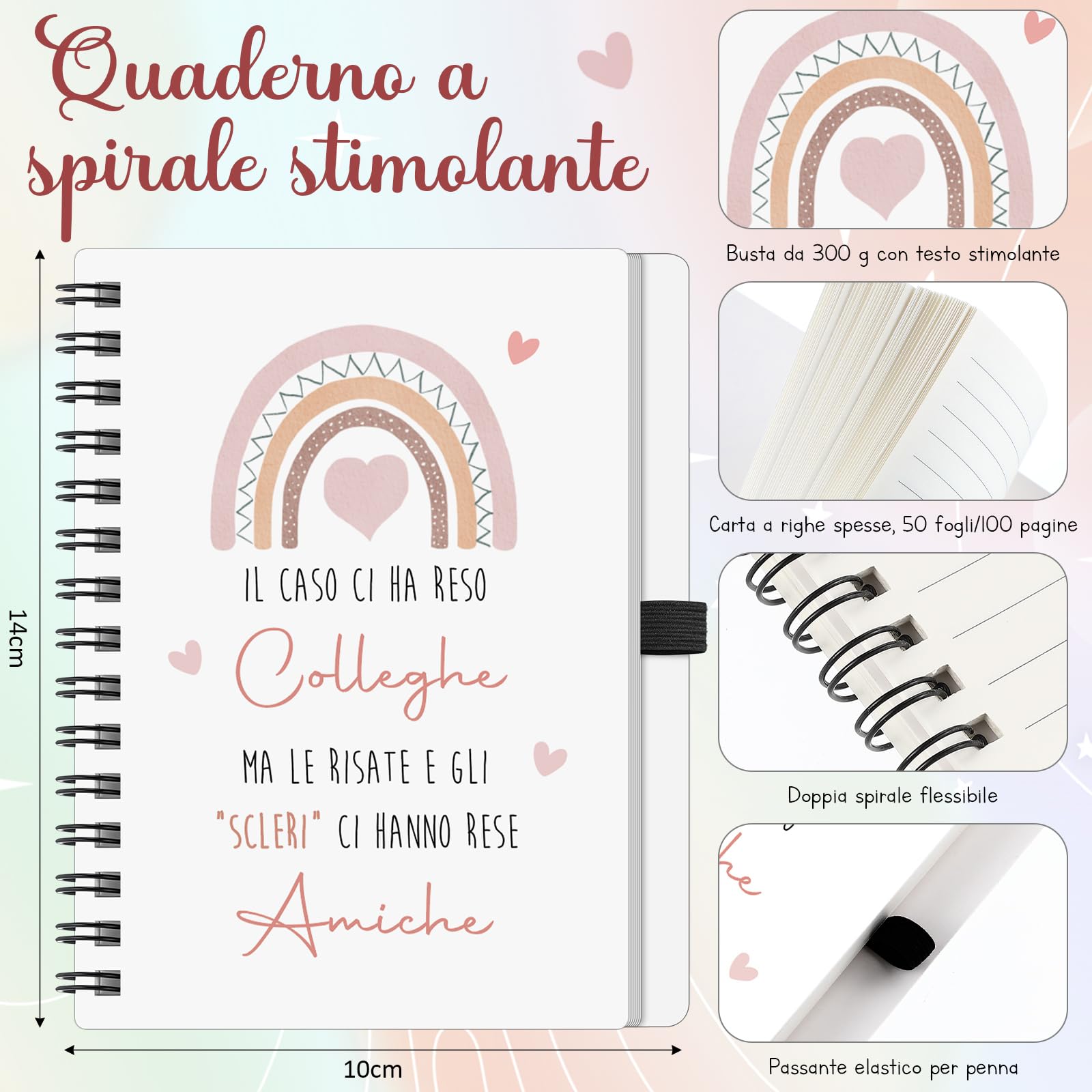 Hestya Regalo Collega Donna Borsa per Cosmetici Portachiavi Blocco Note a Spiralato Penne a Sfera Regalo di Addio Ringraziamento per Dipendenti Collega Natale Compleanno