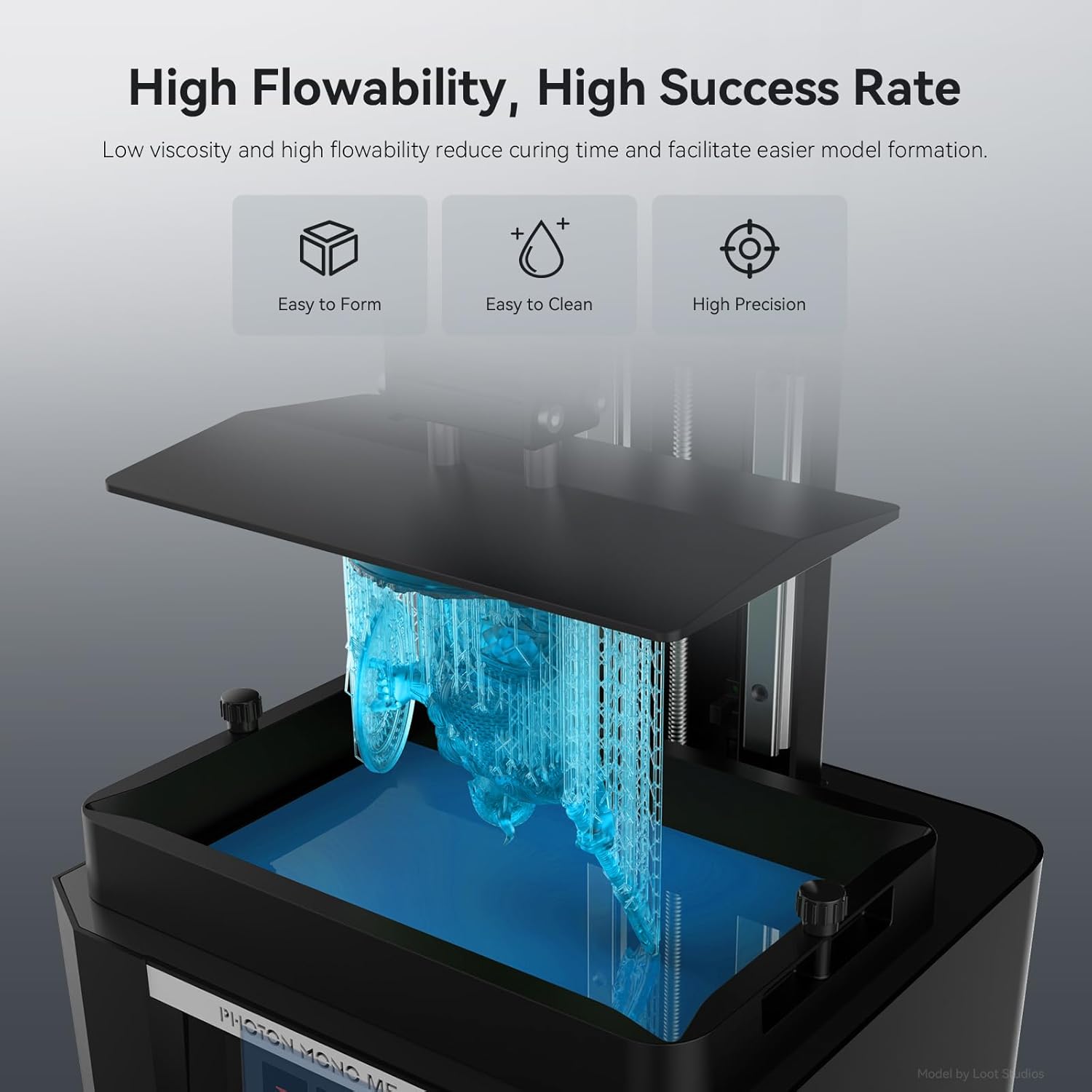 ANYCUBIC ABS-Like Resin Pro 2, Upgraded 8K 3D Printer Resin with Enhanced Strength and Toughness, High Precision, Low Odor, Wide Compatibility for All LCD Resin 3D Printers (Clear Blue, 1kg)