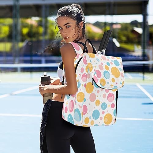 Miniatura 7 de Bolsa de raqueta de tenis de bádminton transpirable de dibujos animados coloridos lunares cubierta de raqueta de tenis con capacidad para 2 raquetas