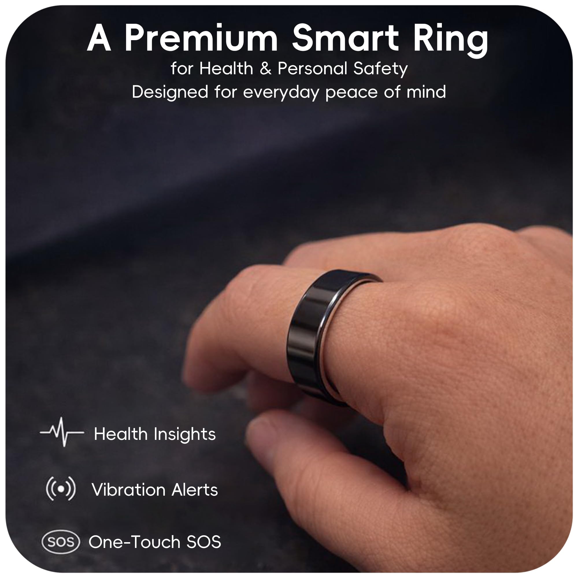 Bague intelligente avec contrôle tactile et rappels de vibrations - Étanche pour fitness, sommeil, fréquence cardiaque, suivi des pas, boîtier de charge de 30 jours, idéal pour les couples, compatible