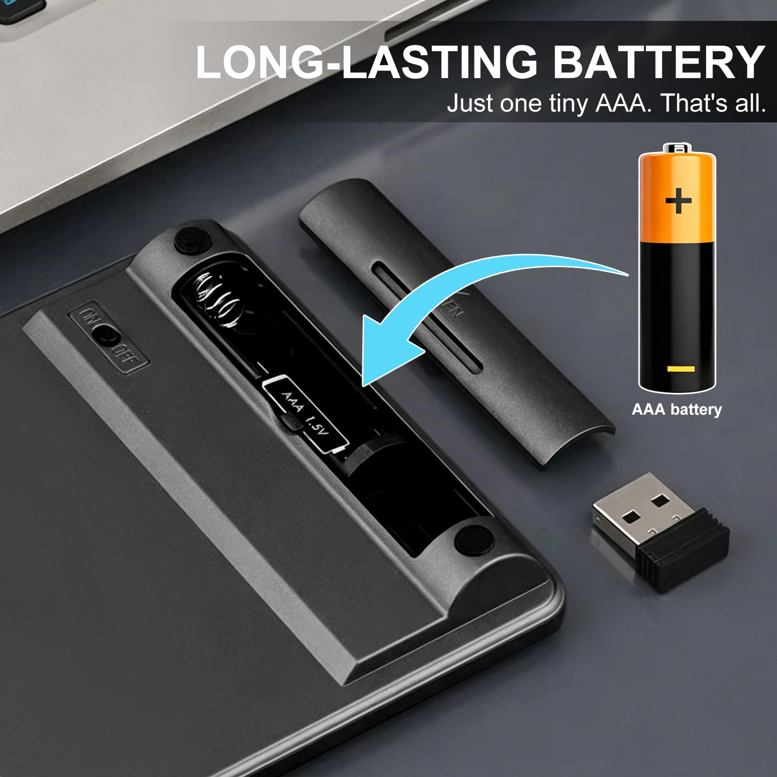 Pavé numérique sans fil avec adaptateur USB vers USB-C, pavé numérique 28 touches portable 2,4 GHz, clavier USB à 10 touches pour ordinateur portable, PC, bureau, Surface Pro, Notebook – Noir