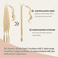 Vista 124 de BARSDAR Extensión de Cola de Caballo Trenzada de 30 Pulgadas de Largo - Extensiones de Cabello de Cola de Caballo Trenzada Rubia Recta Envolvente