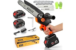 21V Brushless Mini Chainsaw Cordless with Rechargeable Lithium Battery and Auto-Oil System,...