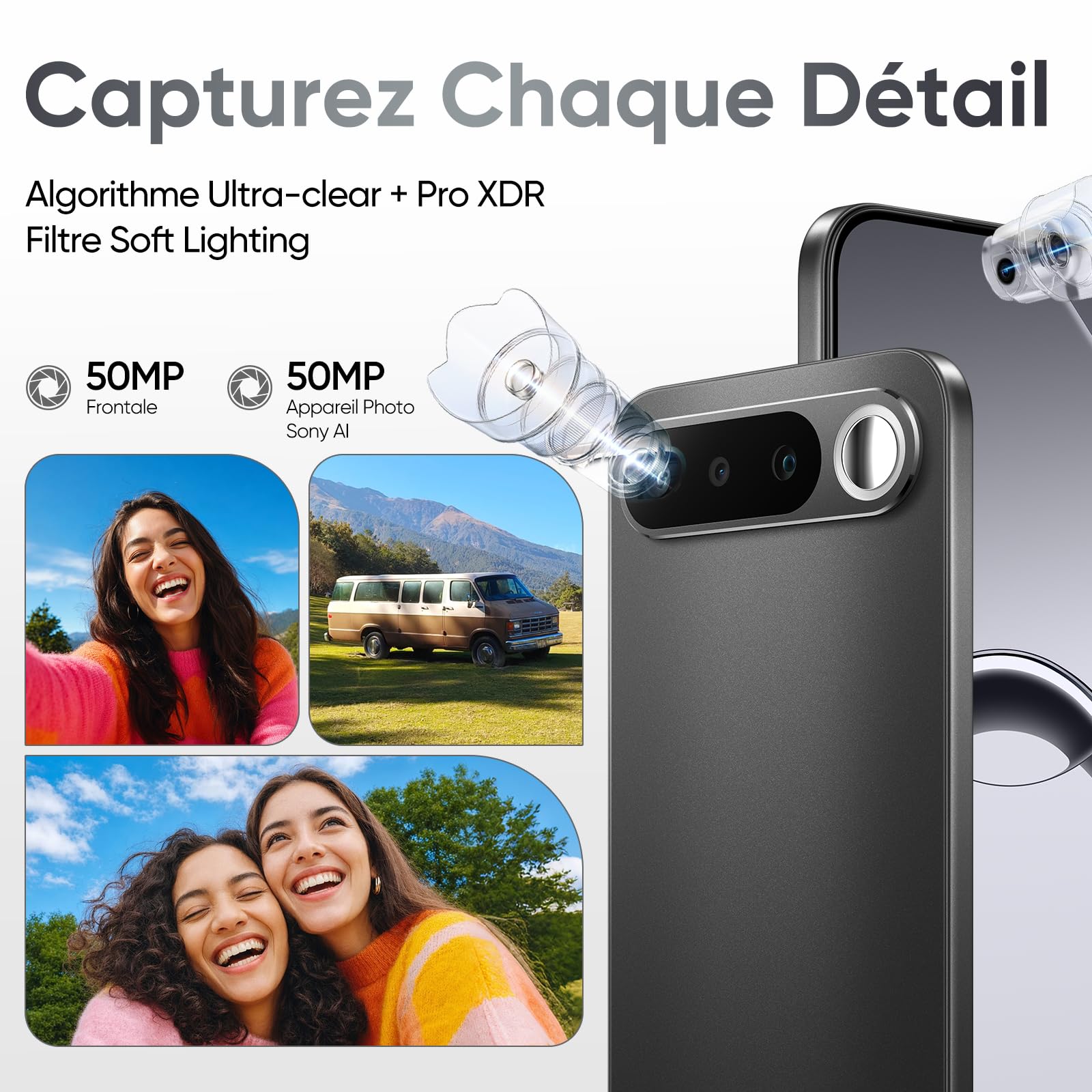 Smartphone realme 16 5G, 8GB+256GB, Écran AMOLED 120Hz 6,57", Batterie 6500mAh, Caméra 50MP Sony IMX852, Protection IP69K, Recharge Rapide 45W, Double SIM, Next IA, Noir