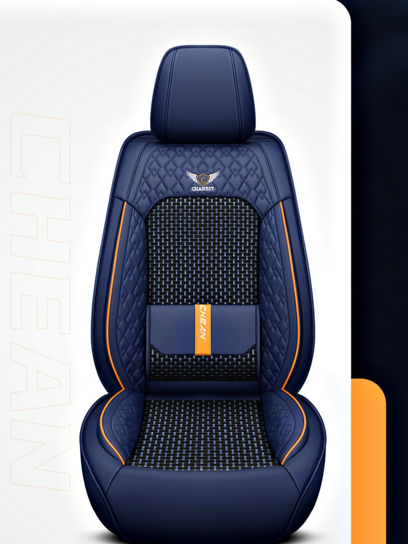 Coprisedili Auto Per Fiat Panda 2003-2012, In Cotone Blu E Nero, 4 Posti, Made In Italy