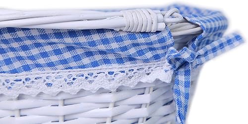 Miniatura 4 de Oypeip - Cesta de Pascua de regalo, cesta de almacenamiento ovalada de mimbre redonda con un asa desplegable, cestas de Pascua para niños, tela de