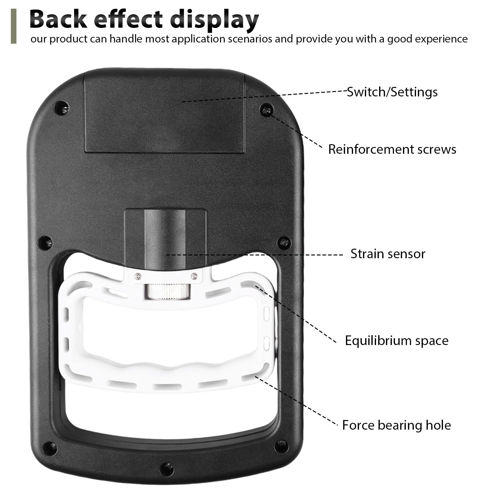 Dinamómetro Digital 180kg Dispositivo de medición electrónico Pantalla LED Accionamiento USB Inteligente y Sensible (negro)