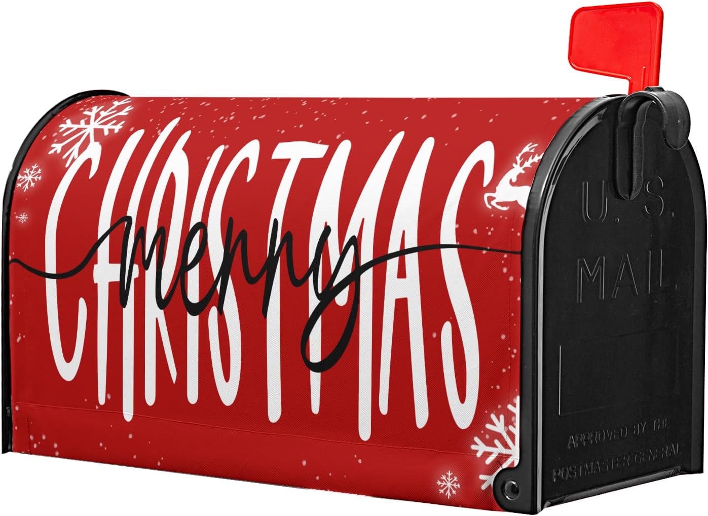 Merry Christmas Magnetic Mailbox Covers - Large Size 25'x21' Red Winter Snowflake Mail Wraps for Garden Yard Outdoor Decor