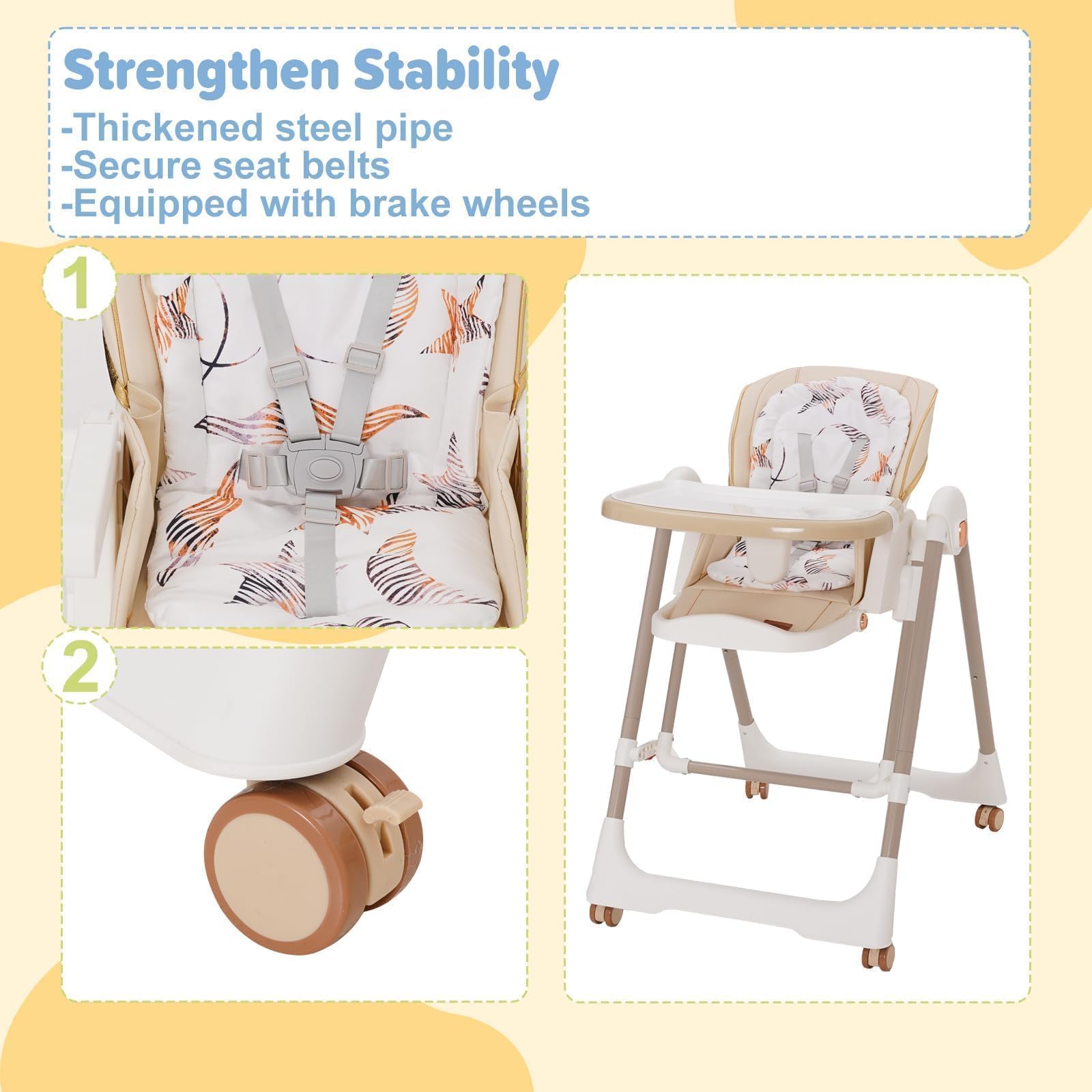 5 en 1 chaise haute bébé evolutive, pliable chaises hautes enfant,transats et balancelles transat haut inclinable bébé confort chaise reglable hauteur,highchair Baby Portable Foldable high