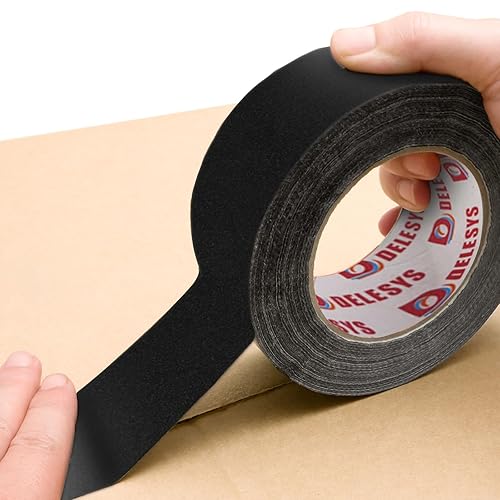 Miniatura 5 de DELESYS Cinta Gaffers resistente, cinta negra impermeable con acabado mate, sin residuos, fácil de rasgar para la gestión de cables (paquete de 2  2
