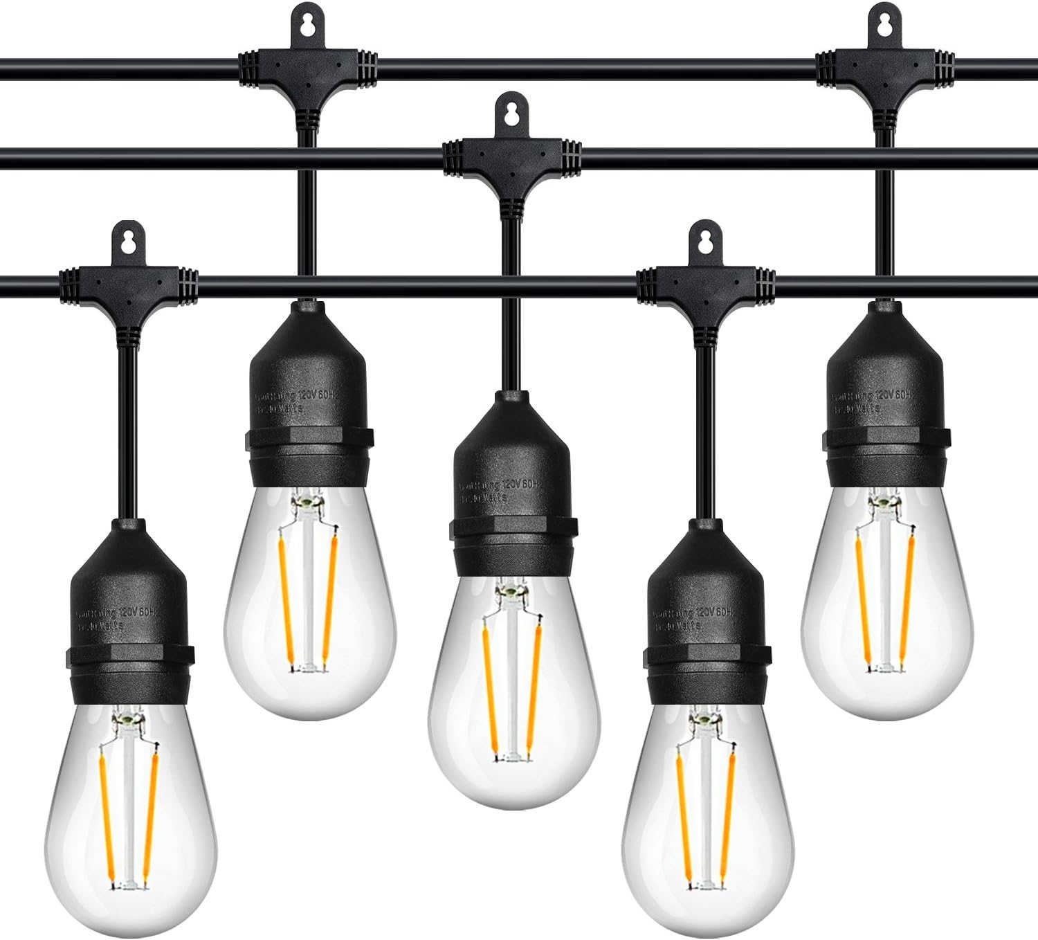 instecho 123 23423 123123, Black Cord and Warm White Bulbs