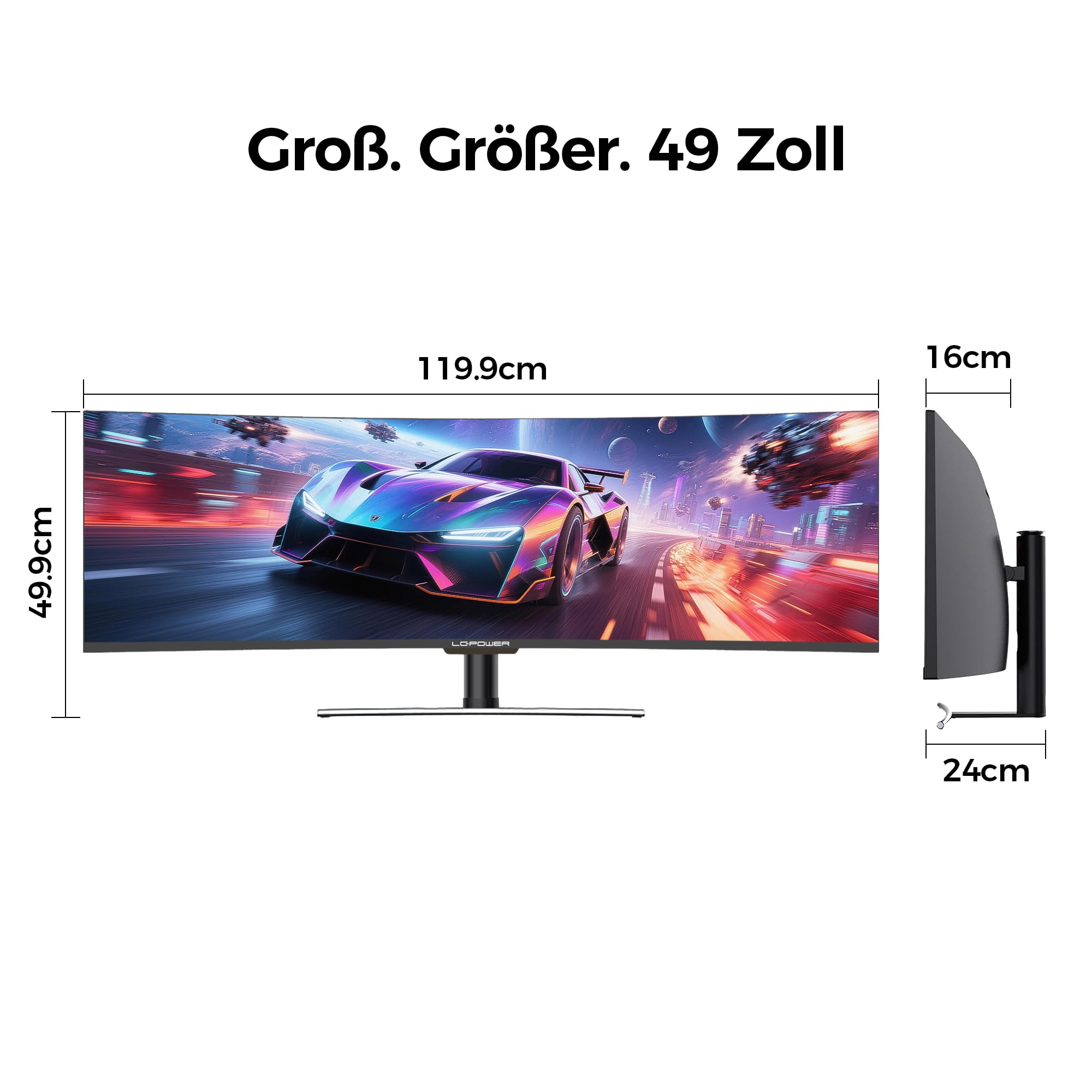 Monitor gaming curvo 49 pollici 144Hz LC-Power - Dettaglio