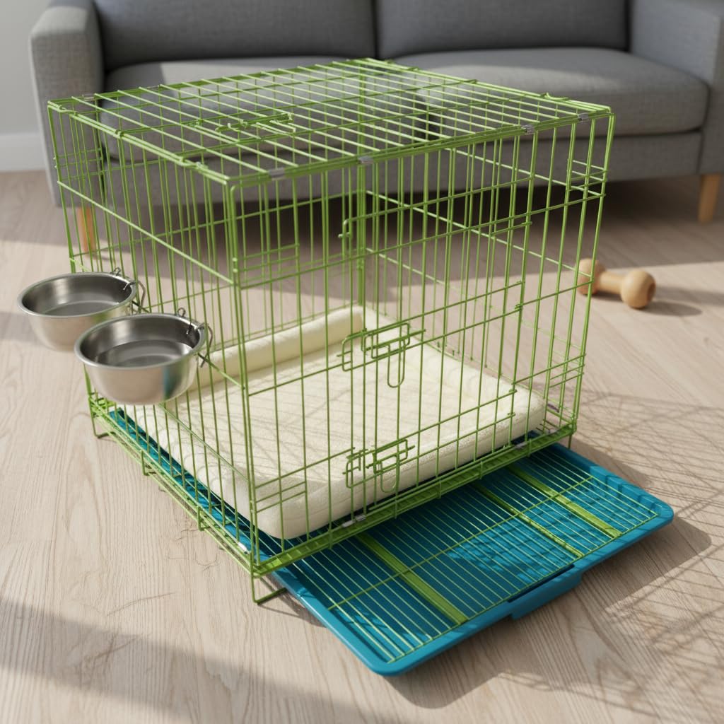 Gabbia per Cani con Vaschetta, 70x50x60cm | Costruzione , Alloggio cani, Zona sicura casa, Per nuovi proprietari