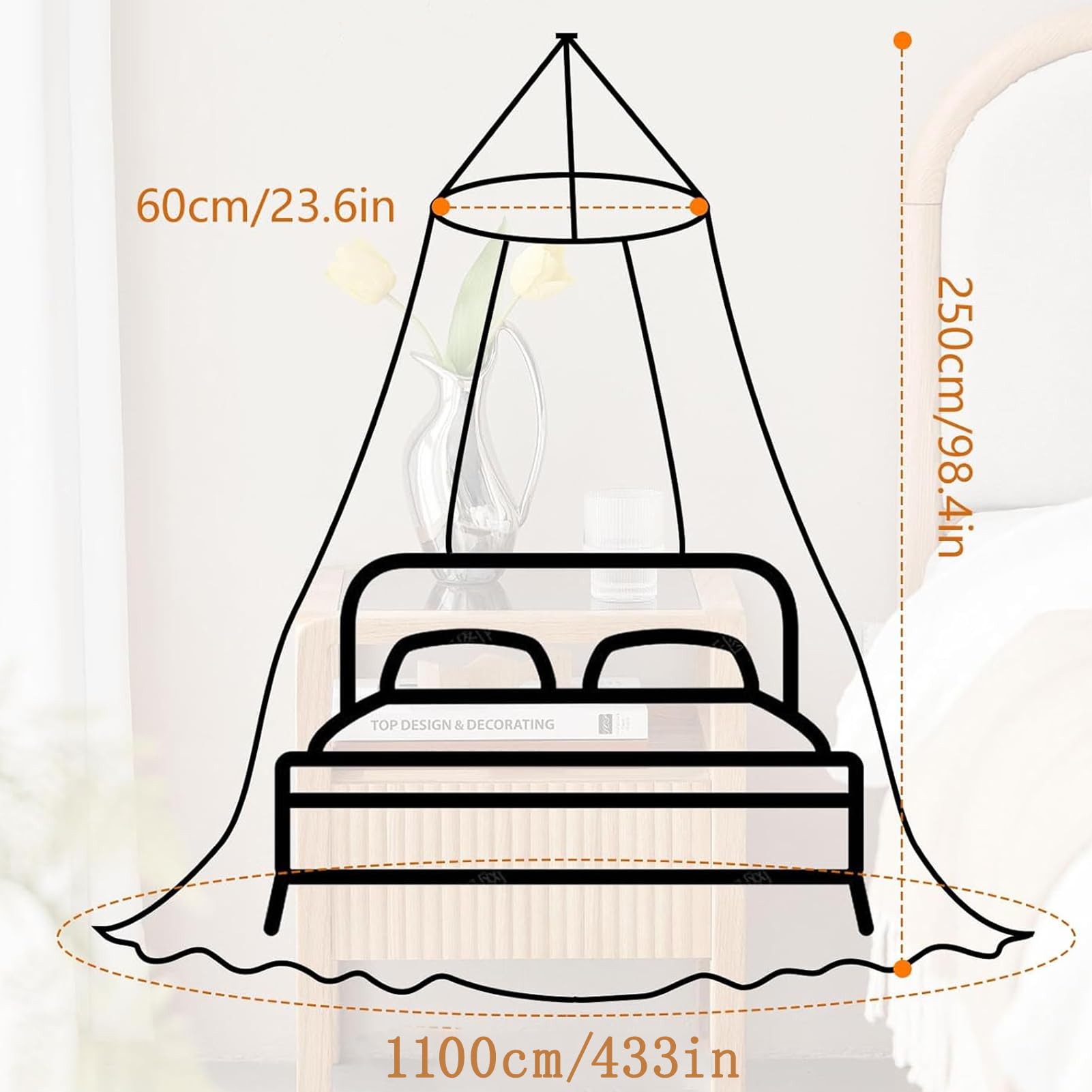 Moskitonetz Bett Für Doppelbett Einzelbett 250 x 1100 x 60cm Fliegennetz Bett Mückennetz Bett Mosquito Net Bed Bed Net Mosquito Netz Geeignet Camping Reise Und Zu Hause.