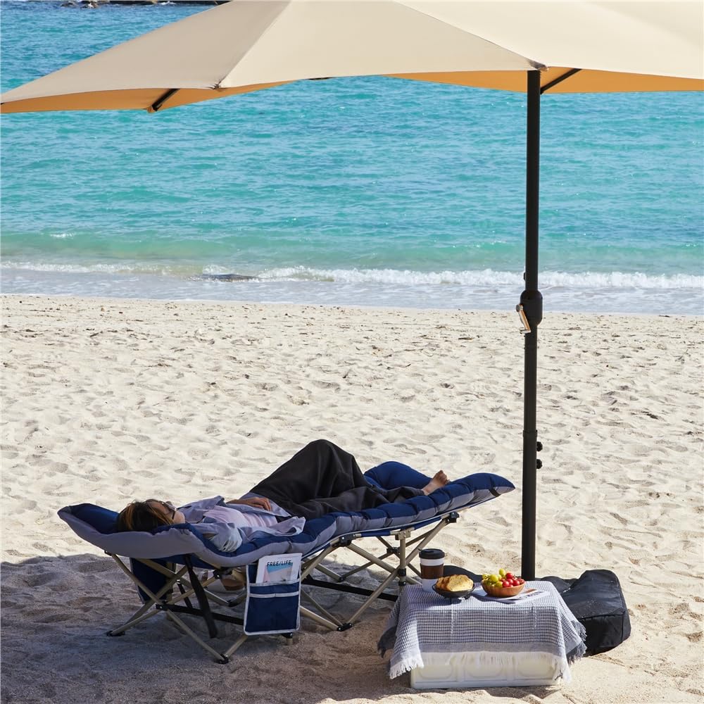 Yaheetech Cama de Campamento Plegable con Colchón de 150 kg, Carga de Cama de Camping con Bolsa de Transporte Marco de Metal