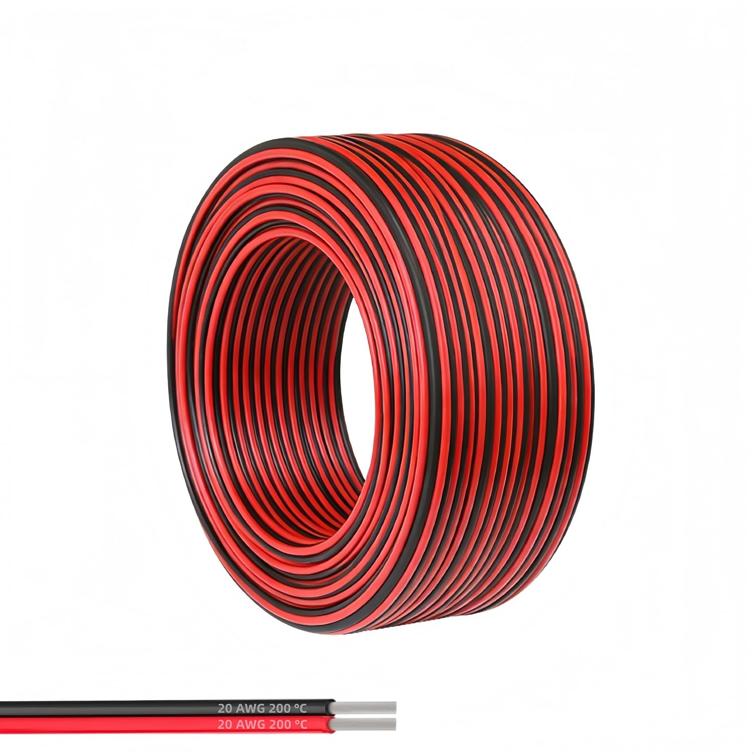 5 м силіконовий електричний дріт 20 AWG, 2-жильний паралельний, червоний, чорний, червоний, чорний, чорний, м'який, гнучкий, 200°C