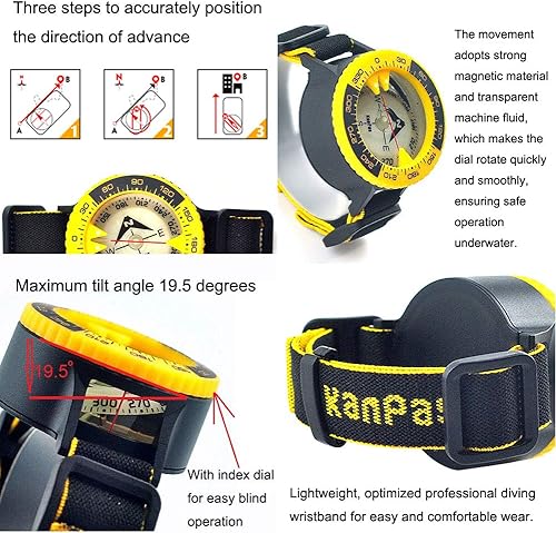 Miniatura 5 de D-50 Ocean Elite Buceo Brújula de muñeca para orientación Senderismo Deslizamiento Camping Escalada Ciclismo