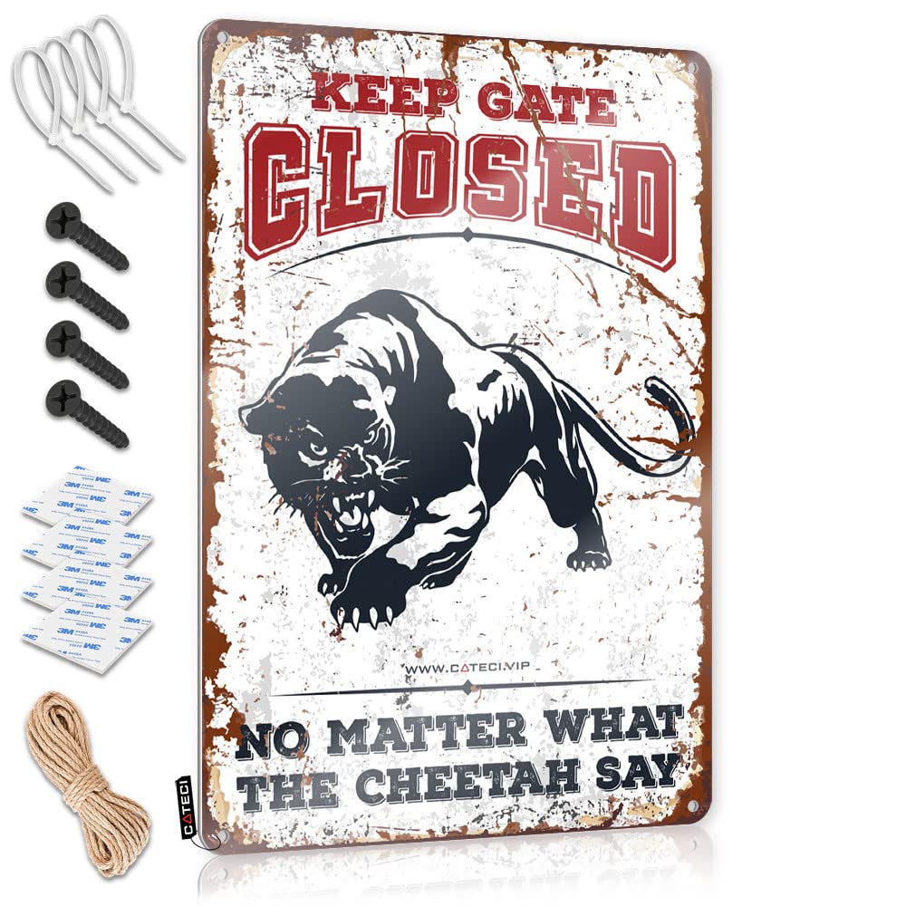 IBWNBBUSN Whiskey Signs For Home Bar Keep Gate Closed No Matter What The Cheetah Say Tin Sign Man Cave Signs And Decor Signs For Man Cave(20X30CM)