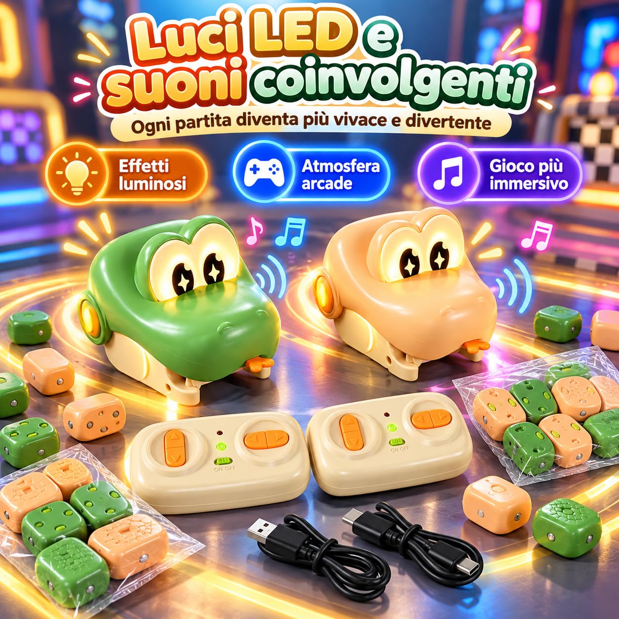 2 Pezzi Gioco Serpente Magnetico, Serpente Telecomandato che Mangia, Serpente giocattolo magnetico telecomandato con luce e suono