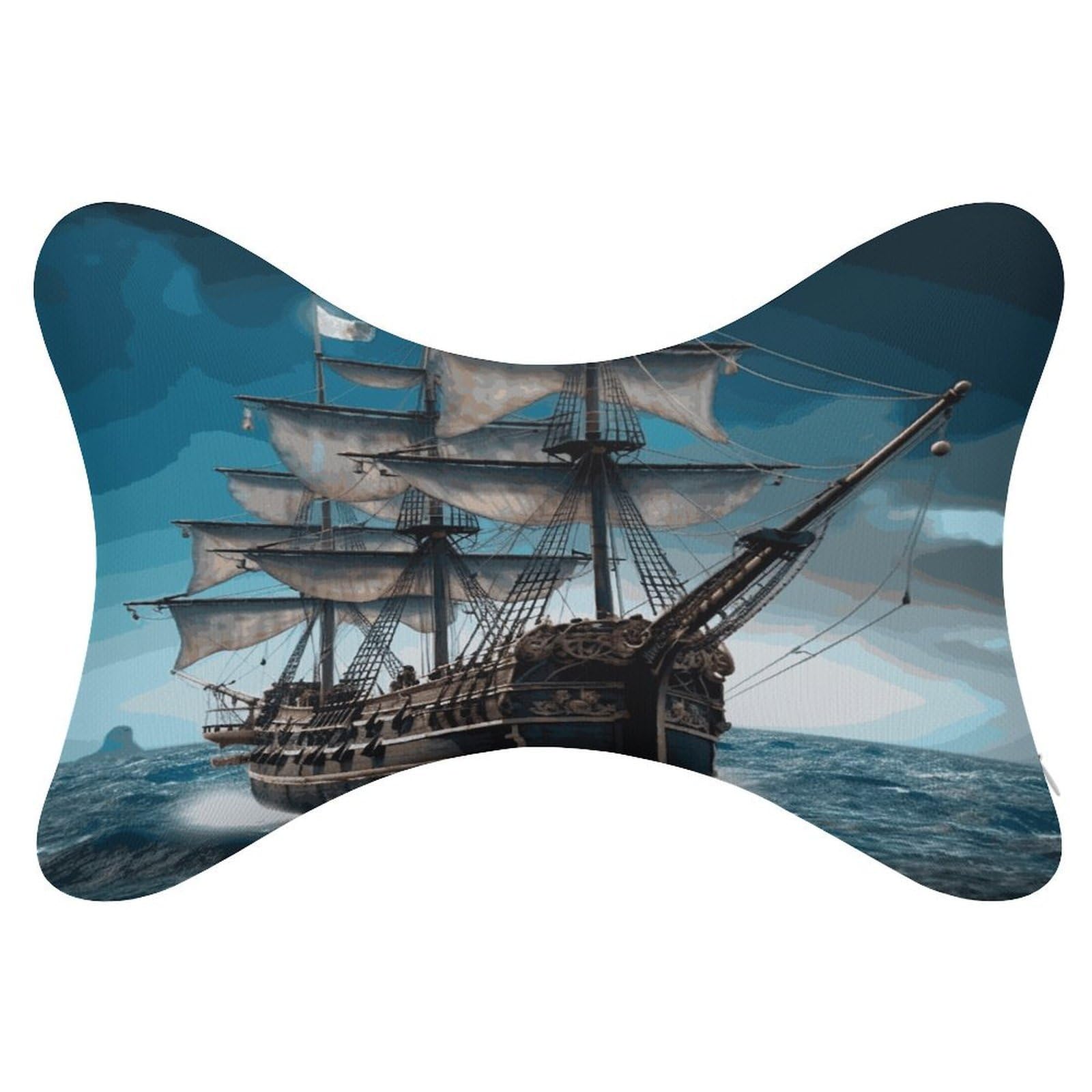 FekiLoot Pirate Ship Car Headrest Set of 2,Softness Memory Foam Car Neck Pillow with Breathable Removable Cover Car Neck Support Pillow Ergonomic for Driving, Office