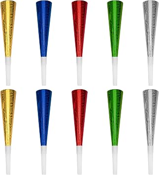 10-Pieces Party Horns Paper Noisemaker Birthday Party Favors, Fun Blowout with Laser Design, Noisemakers for Celebrations & Events GIFTS