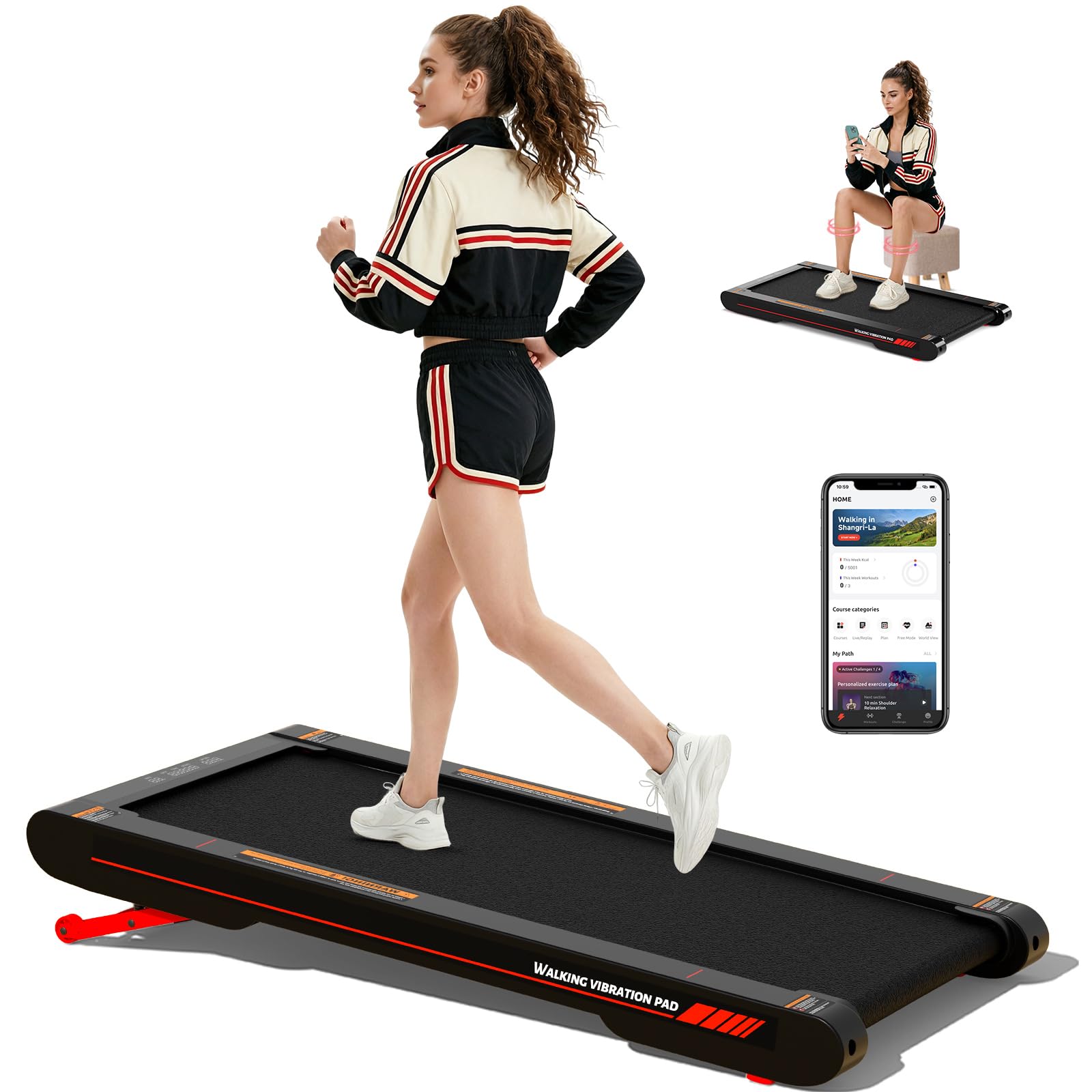 Sperax 4 in 1 Walking Vibration Pad Laufband für Zuhause Vibration 0.3-6km/h für Zuhause und Bürofür, Laufband für Zuhause mit App 400W Keine Montage Erforderlich