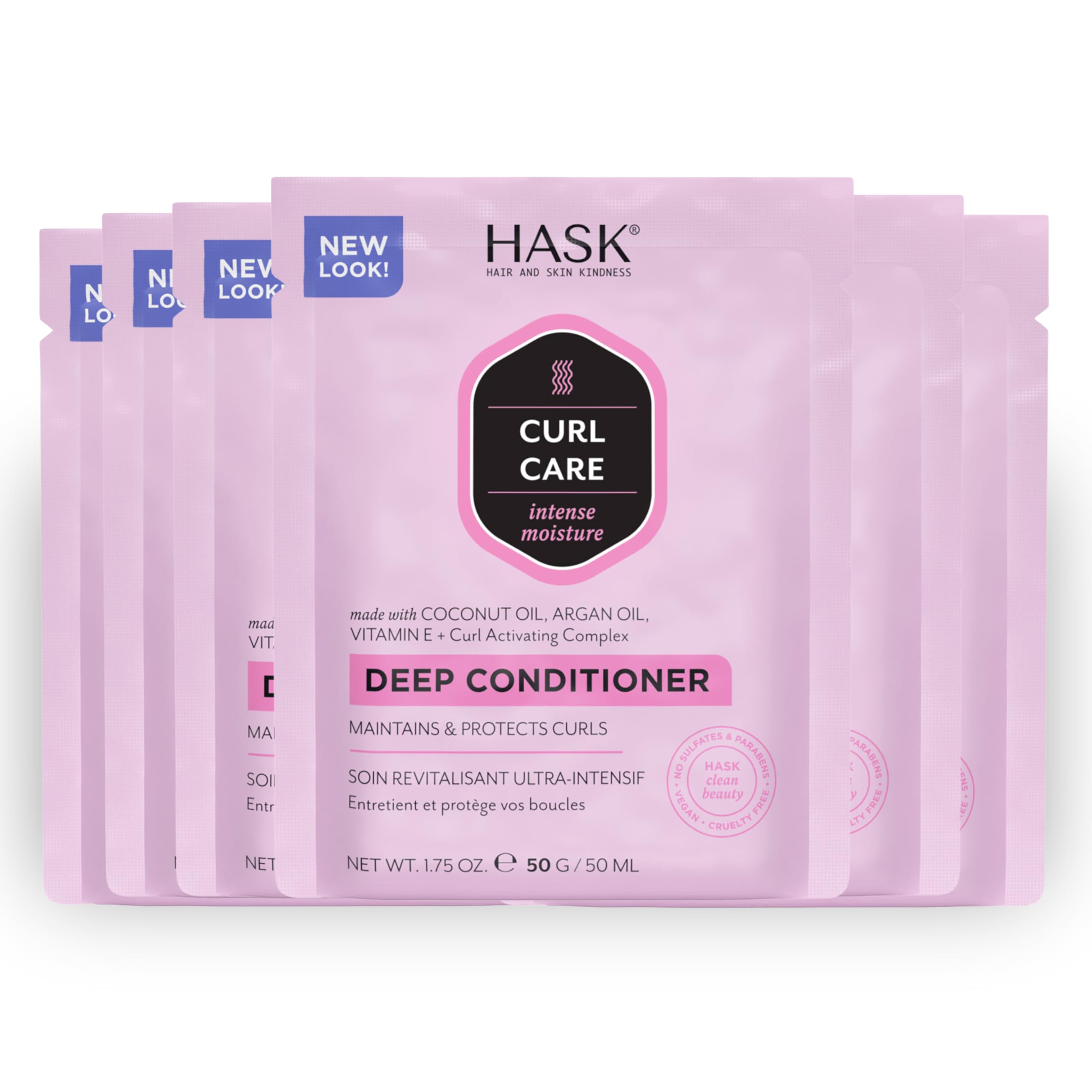CURL CARE Deep Conditioner Treatments for curly hair- vegan formula, cruelty free, color safe, gluten-free, sulfate-free, paraben-free - Pack of 6