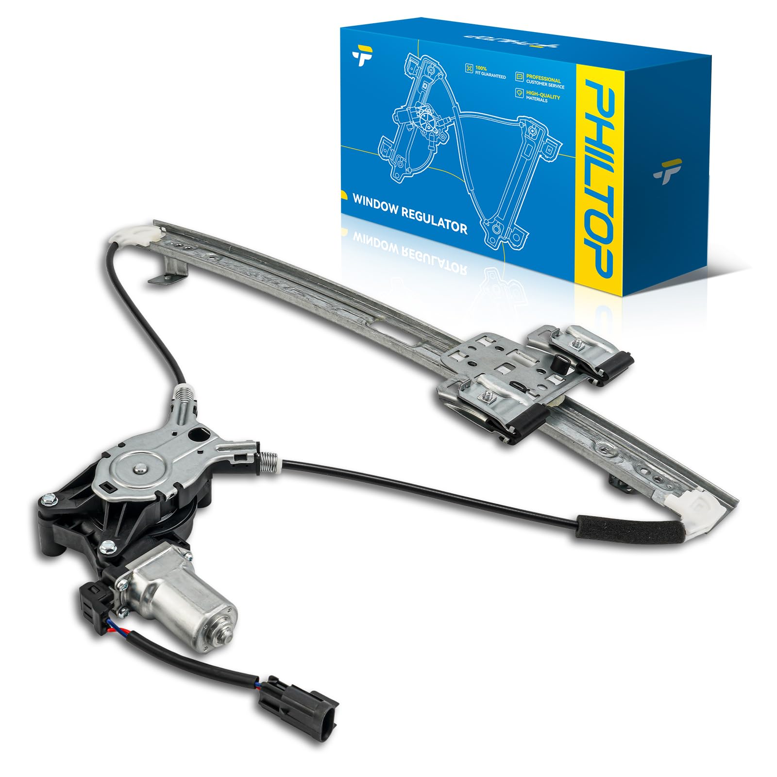 PHILTOP Front Right Passenger Side Power Window Regulator and Motor Assembly Compatible with 2005-2010 Dodge Dakota 2011 Ram Dakota 2006-2009 Mitsubishi Raider Replaces 748-115,2 Pins