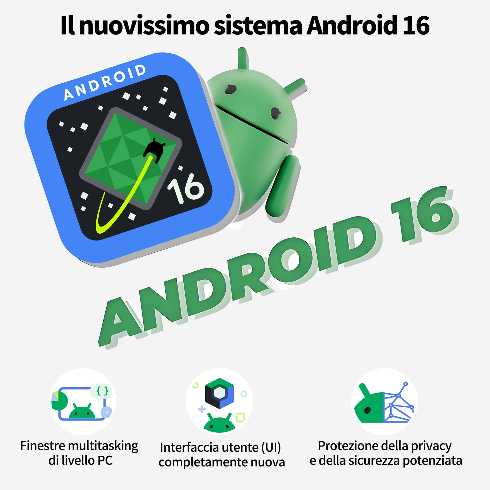 Tablet 11 Pollici Android 16 Tablet in Offerta, Display 90Hz, 24GB(6+18) RAM 128GB ROM (2TB TF), Gemini AI Integrata, 8000mAh, 13MP + 8MP, Face ID, WiFi, GPS, Protezione occhi IPS, Garanzia 4 Anni