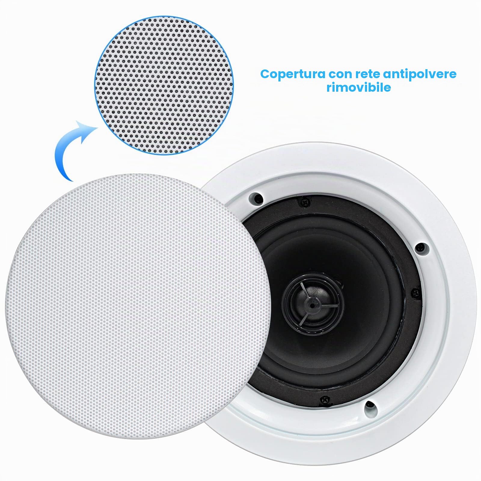 Herdio Altoparlante da soffitto 5,25 pollici 8 Ohm 300 watt suono da incasso