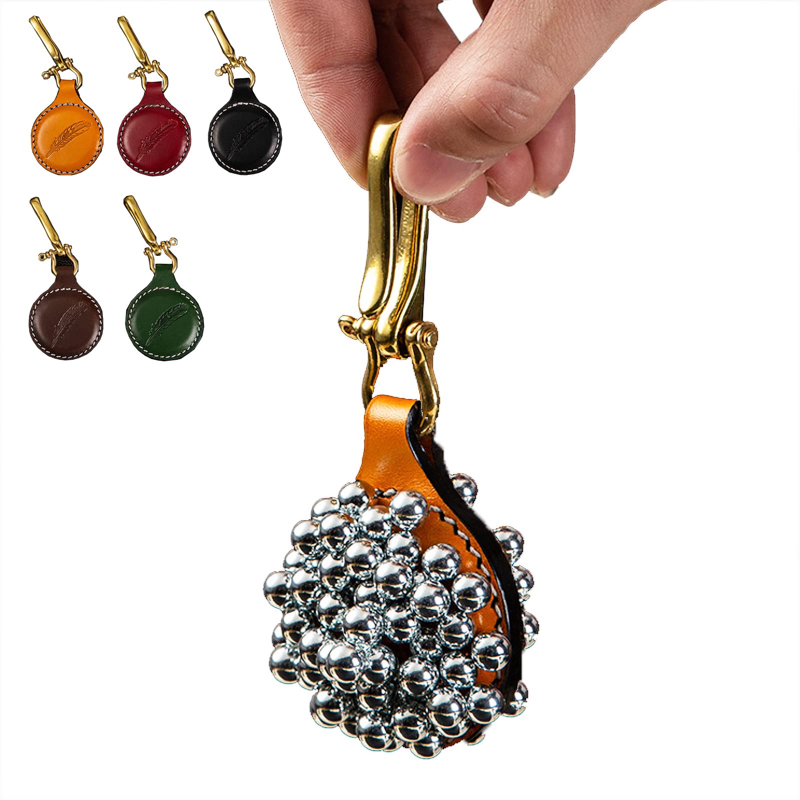 Slingshot Magnetic Ammo Holder, Handmade Leather Brass Buckle Red Green Orange Black Brown 1/2